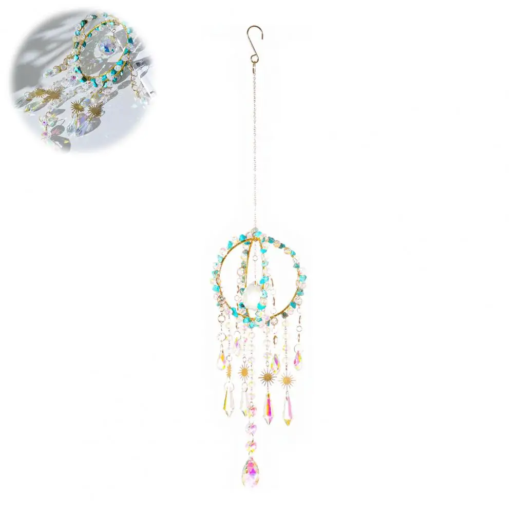 Wind Chime Suncatcher Hanging Ornament Rainbow Maker Prism Ball Pendant Colorful Garden Patio Window Decor for Indoor Outdoor