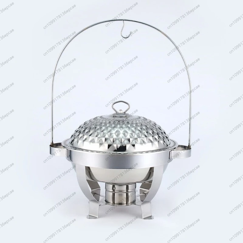 

Stainless Steel Round Hanging Lid Type Restaurant Stove Hotel Alcohol Heating and Insulation Container