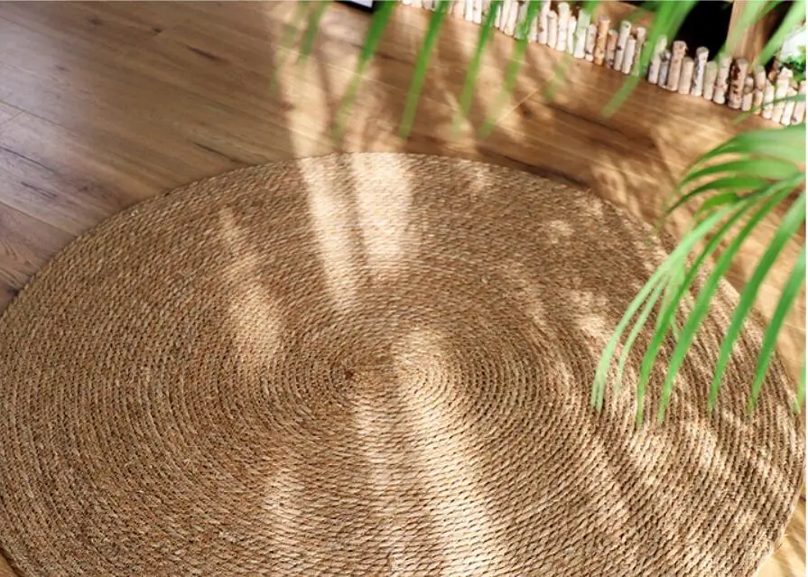 Water Grass Hand-Woven Carpet Straw Jute Carpet Hotel Garden Style For Living Room Coffee Table Bedside Floor Mat Round Rug