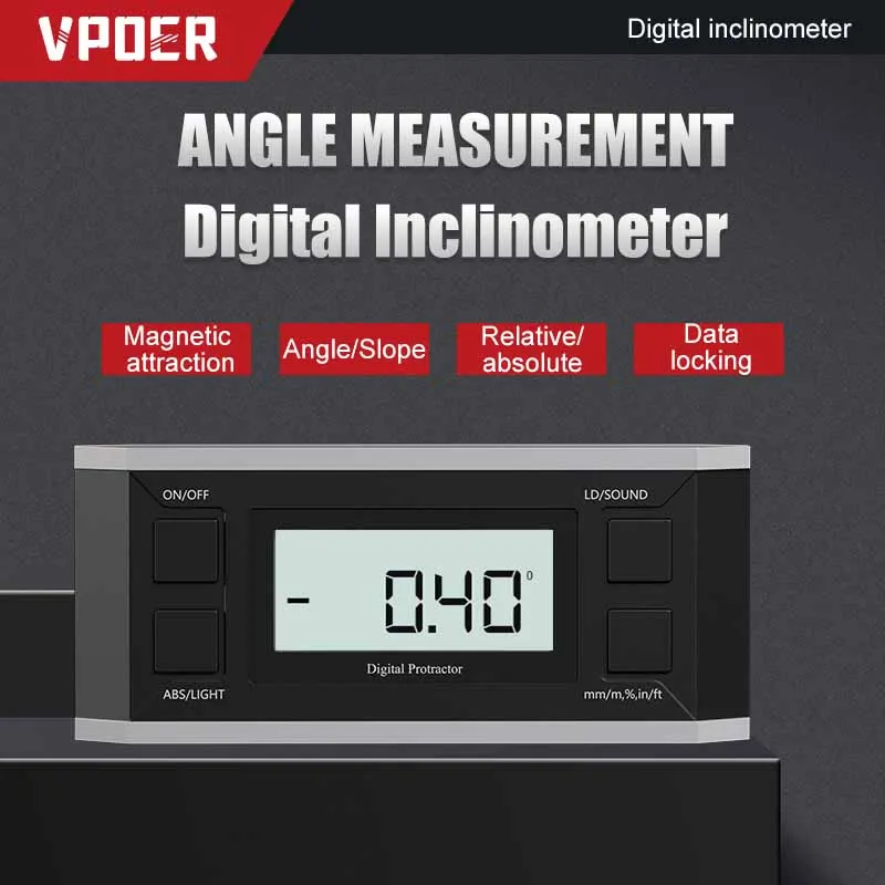 

4X90° Inclinometer Digital Level Angle Gauge Measurement Tools Magnetic Base Electronic Universal Bevel Protractor