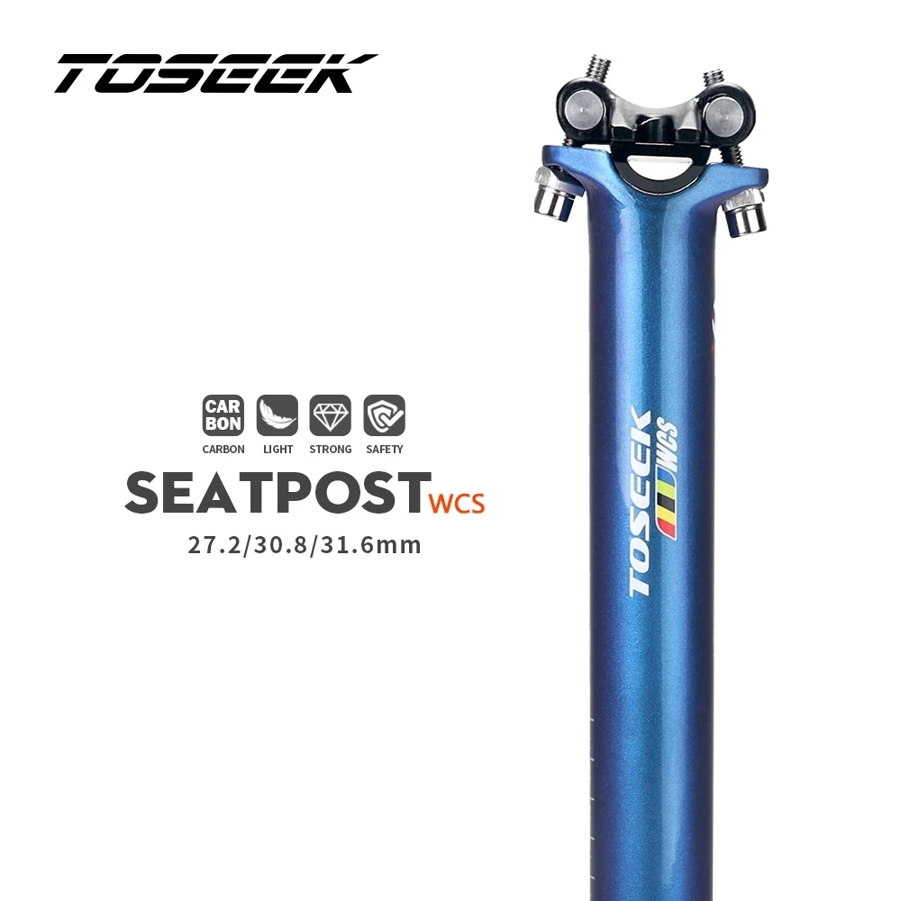 

TOSEEK WCS Bike Seatpost Carbon Fiber Seat Post MTB Bicycle Road Parts 27.2 / 30.8 / 31.6mm Offset 0mm Dazzle Blue to Purple