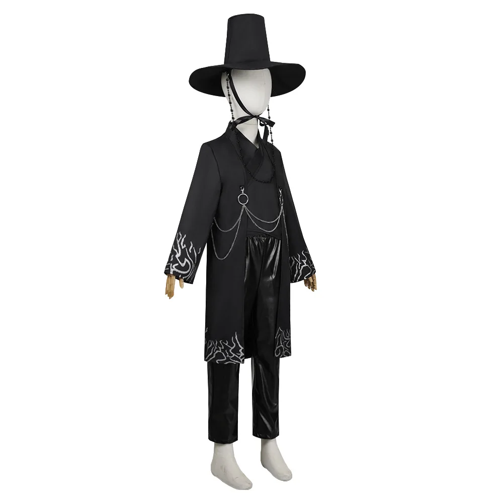 Kids Cosplay Suit KPop Demon Hunters Saja Boys Cospplay Costume Jinu Saja Robe Baby Black Uniform Stage Performance Halloween
