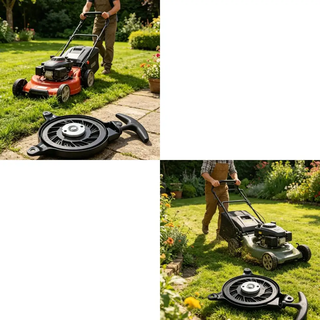 Lawn Mower Pull Start Starter Assembly 16 Black Unit with ABS Housing and Three Mount Ears for Small Engine Repair Tasks Daily
