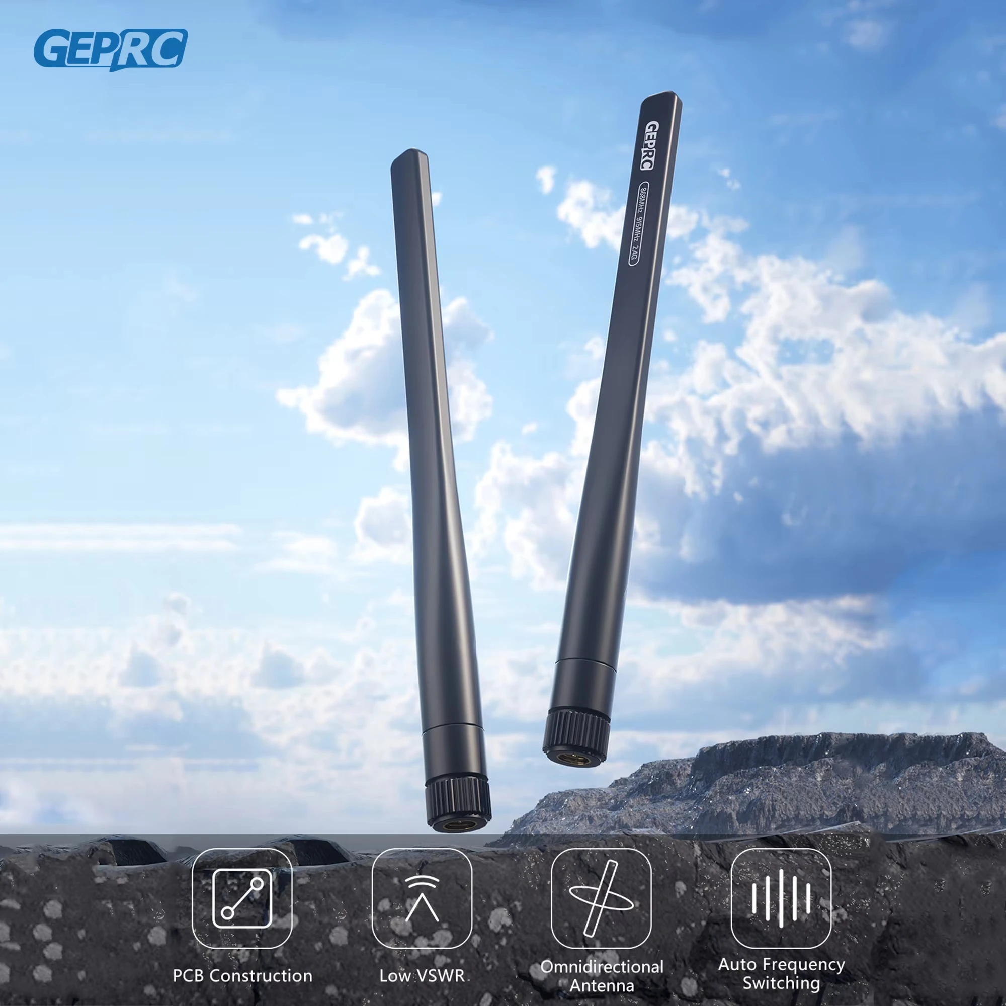 GEPRC Tri‑Band Stick Antenna, 868MHz / 915MHz / 2.4GHz, Long‑Range High‑Gain Aerial, DIY Spare Parts for FPV RC Quadcopter & Fre