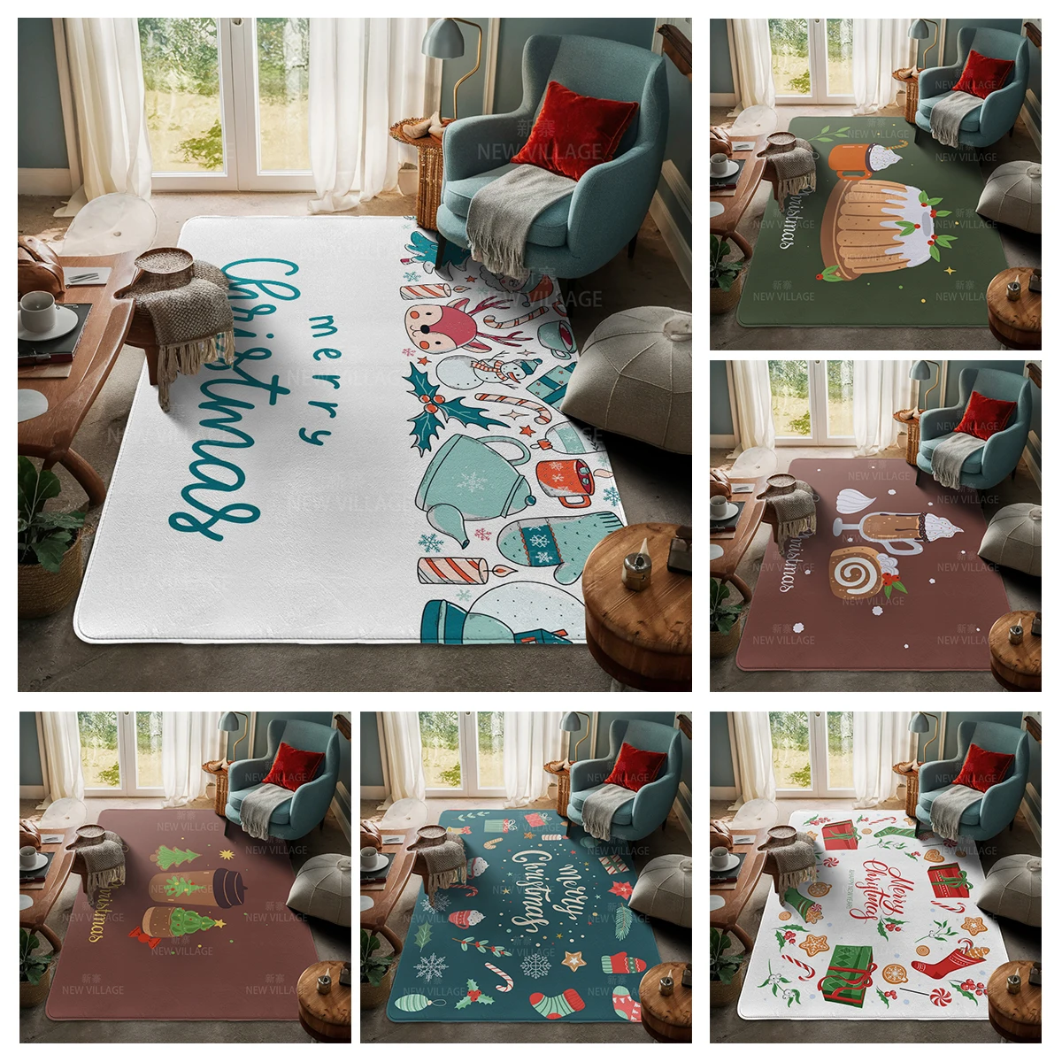 

House entrance carpet Home door mat Living Room Bath Foot bathroom non-slip water absorption rugs bath Merry Christmas winter