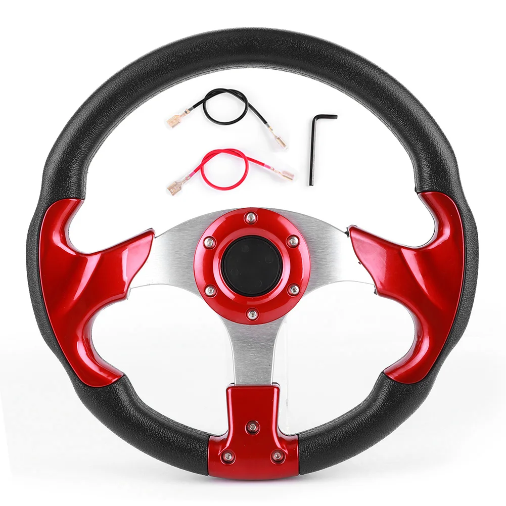 320mm/12.5in Racing Car Steering Wheel with Horn Button PVC Red Color Universal Modified Part Drifting Steering Wheel
