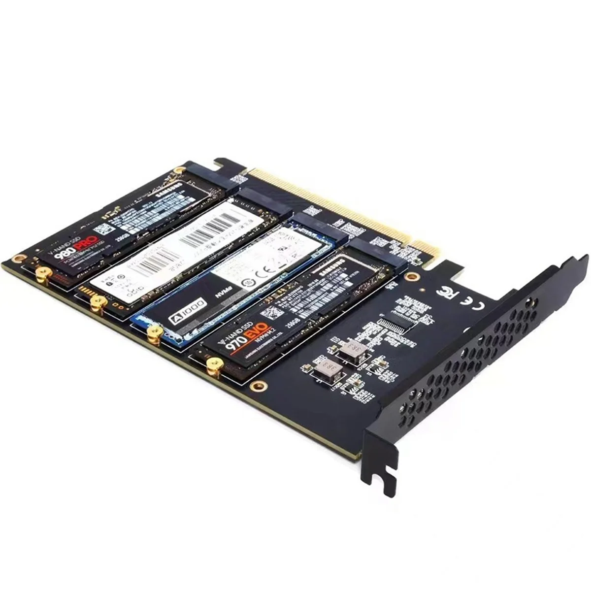 

【Эксклюзивно-Оферблат!】Адаптер-конвертер M.2 NVME на PCIe X16, 4-портовая карта расширения NVME для твердотельного накопителя 2230 2242 2260 2280