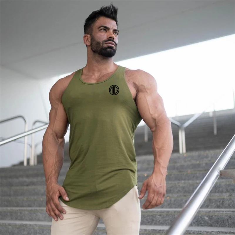 Cotton Material Summer Gym Tank Tops Men Fitness Sports Vests Men's Sleeveless T-shirt Comfortable Sweatshirt Workout Clothing