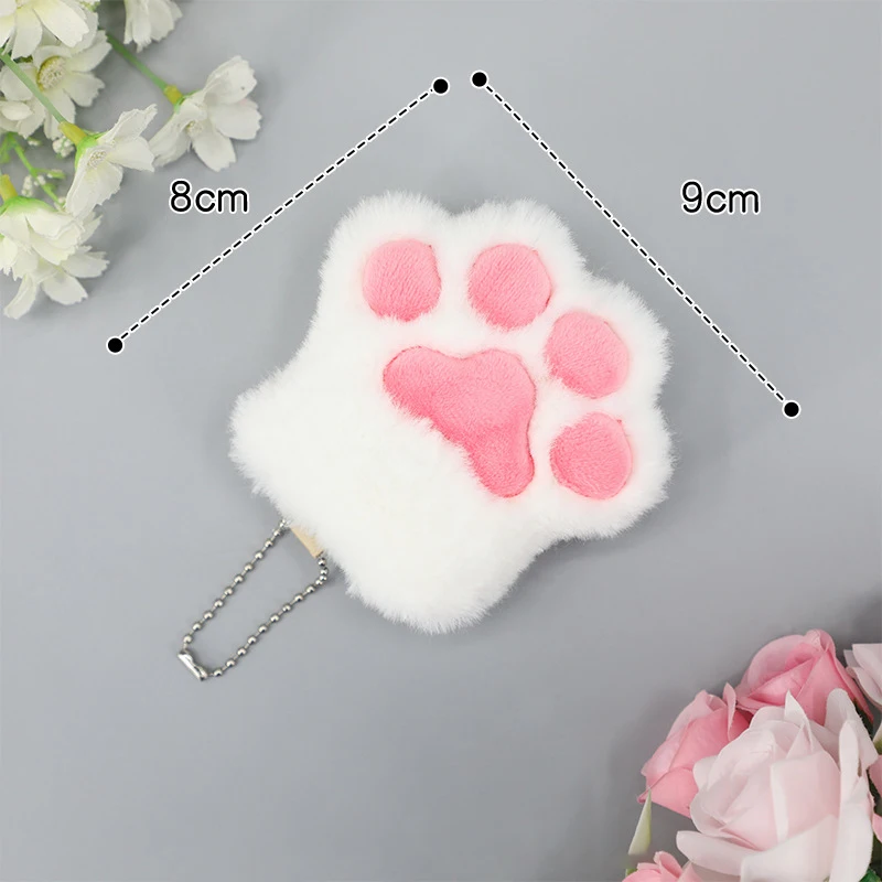 Cute Plush Cat Paw Keychain Charm Fashion Plush Bear Paw Car Keychain Bag Pendant Party Favor Jewelry 1pc