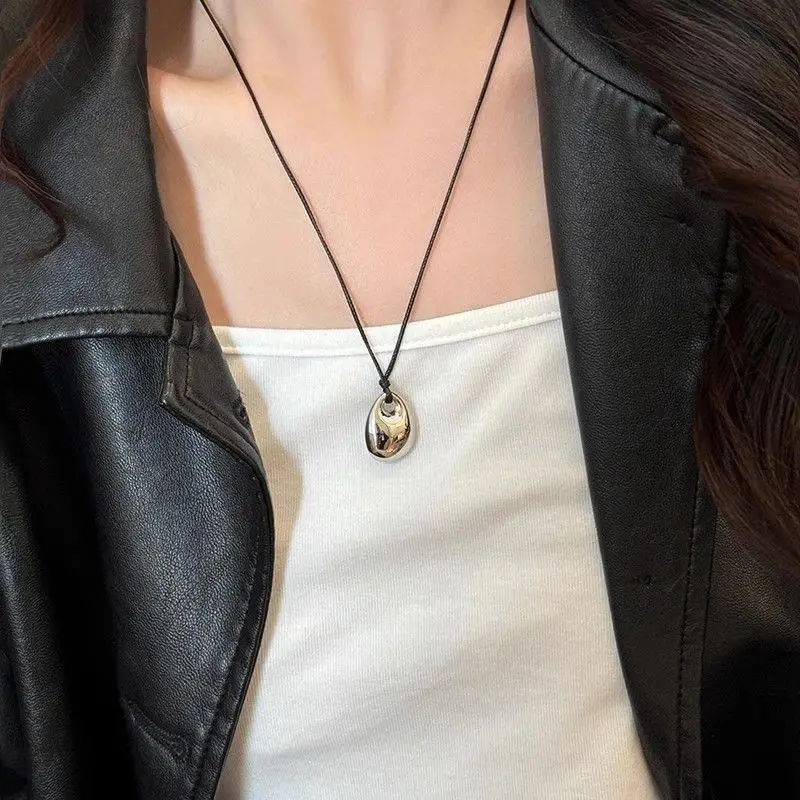 قابل للتعديل بو الجلود قلادة حبل غير النظامية الفول قلادة سلسلة الترقوة هندسية سحر العنق للجنسين التبعي