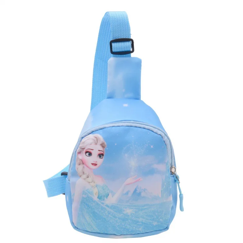 Kawaii Disney Stitch Children Chest Bag Small Cartoon Frozen Mickey Boy Girl Mini Outdoor Shoulder Bags Kid Zipper Wasit Bag