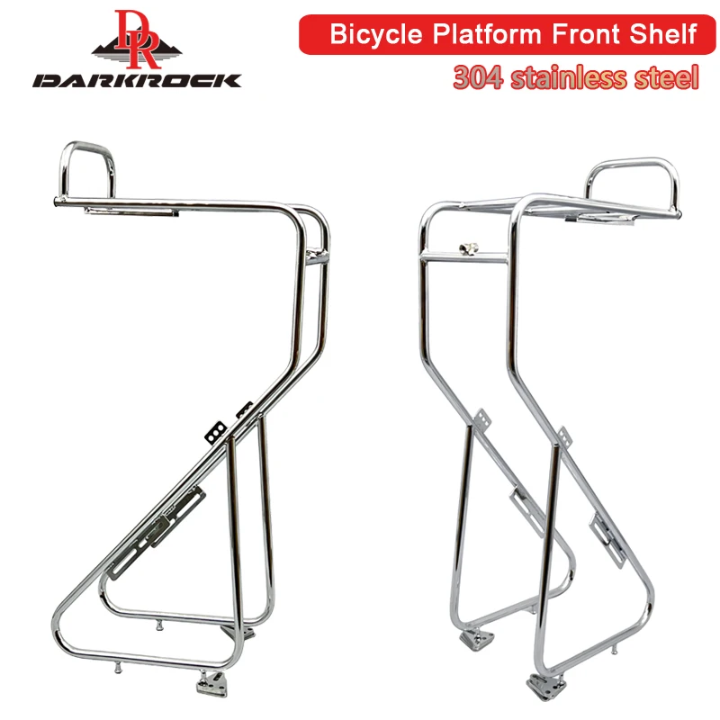 DARKROCK Front Rock 304 Stainless Steel Cargo Racks Platform Black Luggage Shelf for Traveling Bicycle Bike