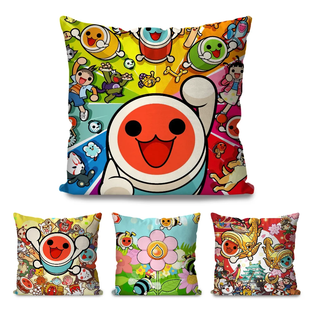 Cartoon T-Taiko no T-Tatsujin Pillow Case Square Pillow BedroomSofaLeisure Comfort Cushion Car Living Room Home Decoration 40X40