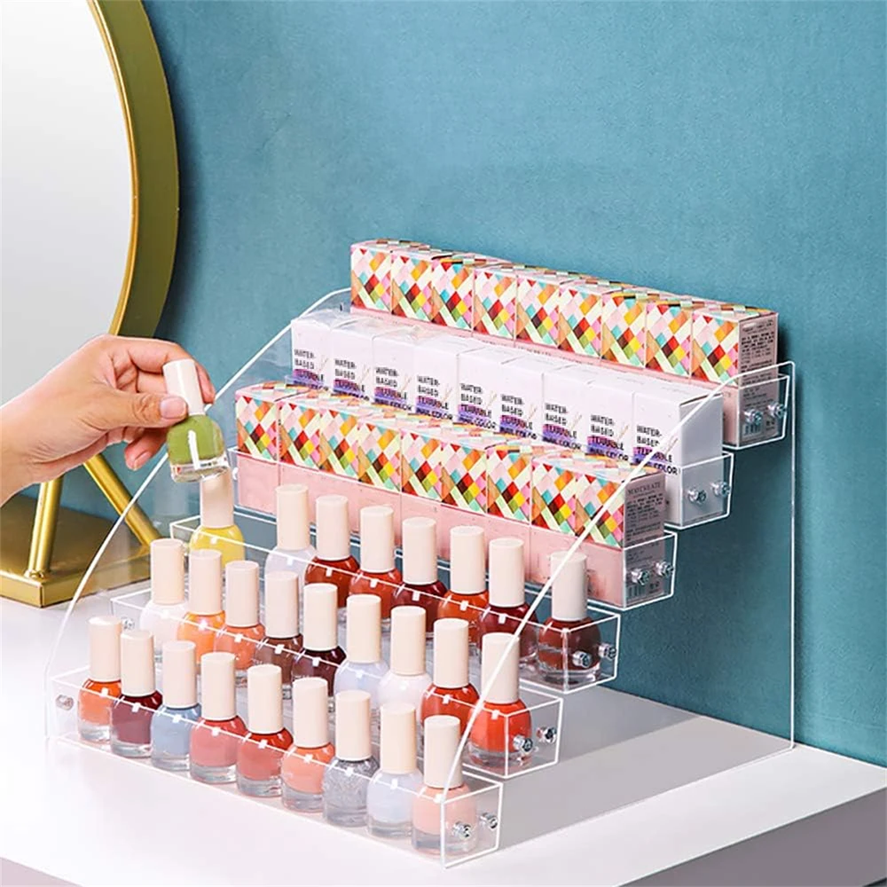 6 Layers Jewelry Organizer Acrylic Nail Polish Display Stand Cosmetic Desktop Lipstick Sunglasses Storage Box for Women