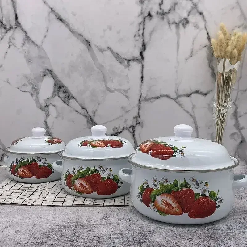 

Special Enamel 3-piece Rain Hand Pot Set Enamel Soup Enamel Noodle Cooking Milk Pot Cookware Hot Pot