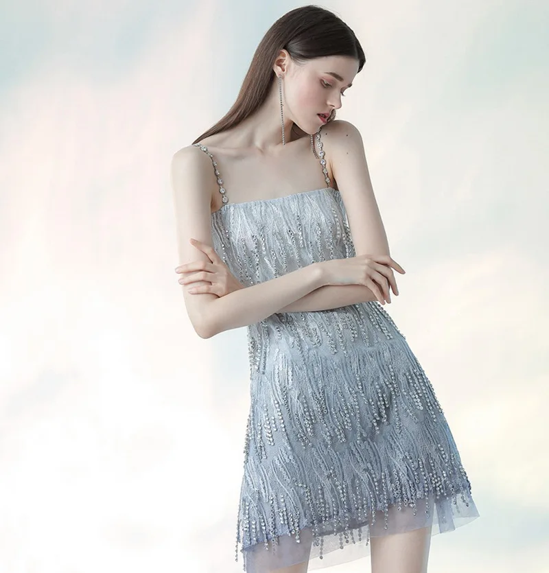 المرأة الفرنسية الرجعية نمط الساخن الحبيب فستان قصير الصيف موضة مزاجه الساخن فيكس قصيرة عارية الذراعين تانك فساتين C183