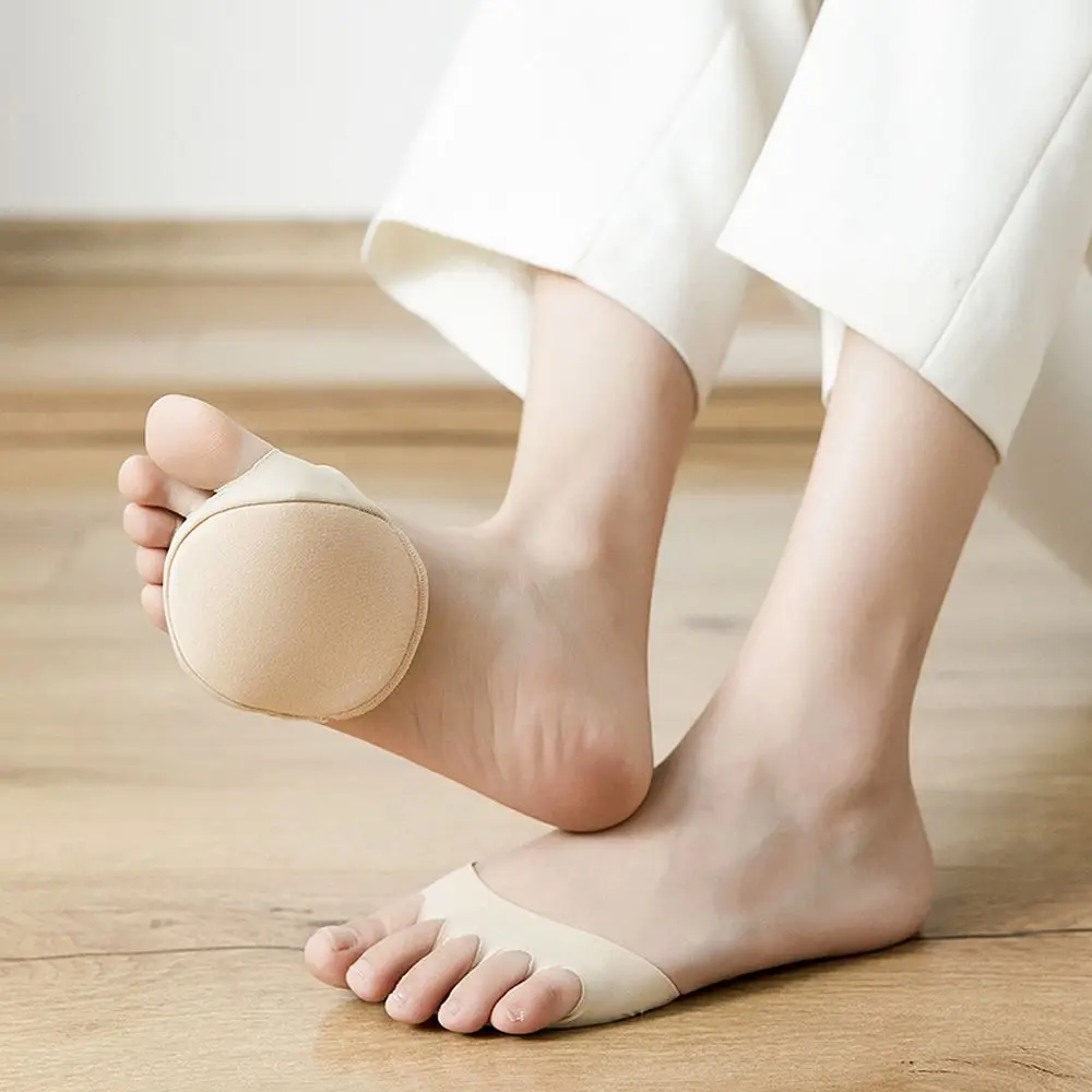 

Spring Cotton Foot Lining Ice Silk Heelless Bamboo Invisible Anti-slip Half Socks Sock Slippers Open Toe Socks Foot Pad