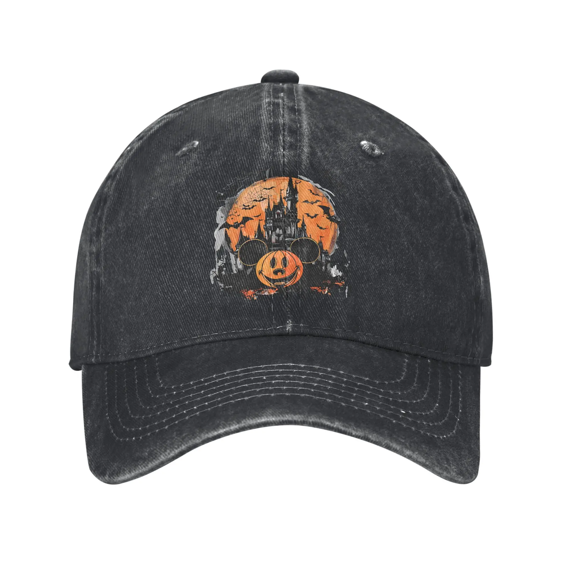 

Mickey Mouse Pumpkin Halloween Baseball Caps Distressed Washed Magical Kingdom Headwear Unisex Outdoor All Seasons Travel Hats