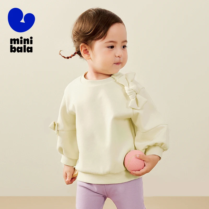 Mini Bala Sweatshirt for Girls Children Soft, Smooth and Elastic Long Sleeve Top 2024 Autumn Winter New