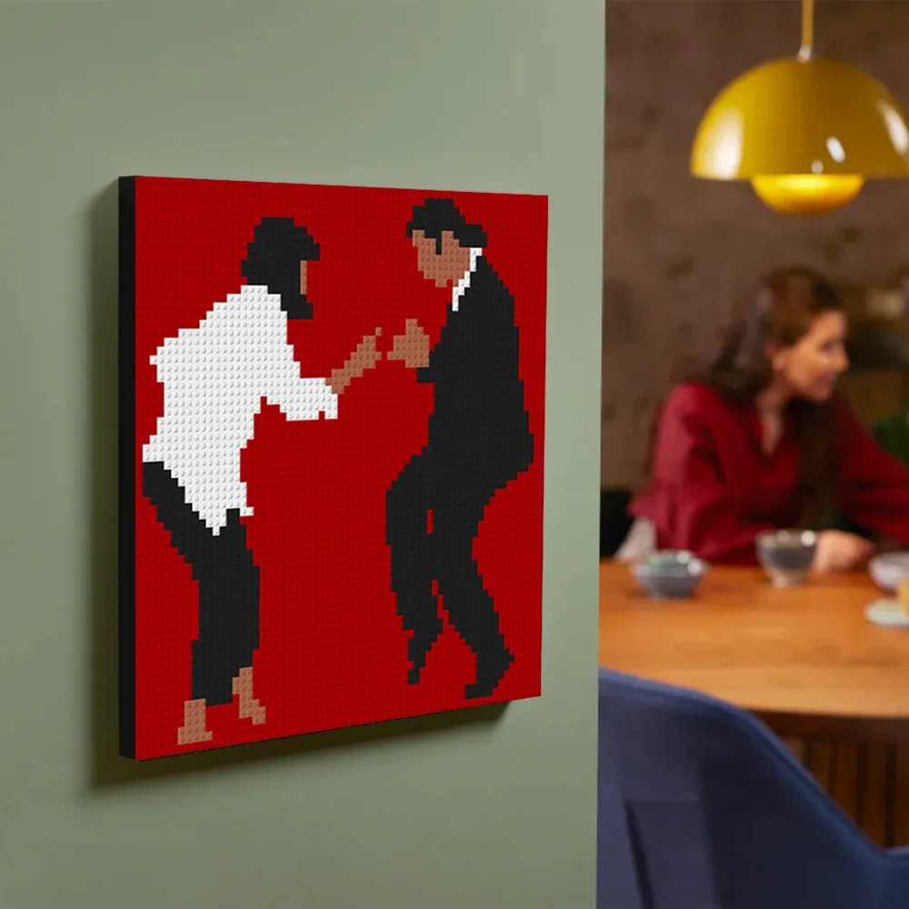 픽셀 아트 펄프 픽션 춤추는 모자이크 팝 스타, DIY 방 장식 세계 유명 영화, 빌딩 블록 장난감 선물, 4000 개 이상
