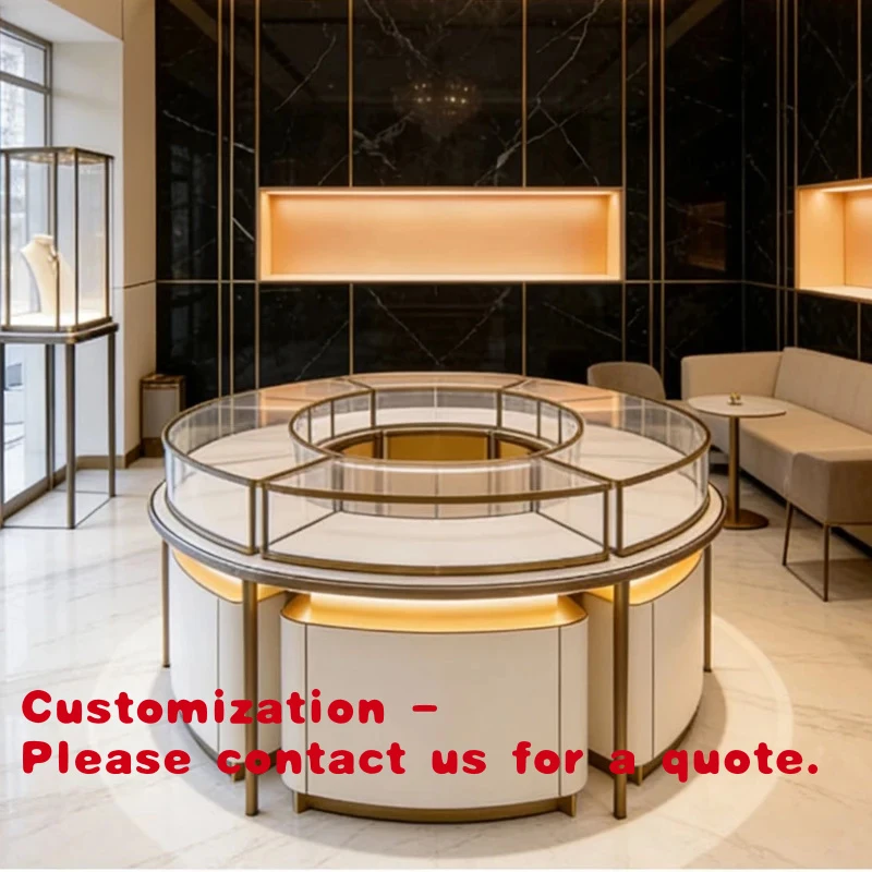 custom.Modern High End Jewelry Store Display Showcase Retail Store Customized Experience Table Middle Island Baking P