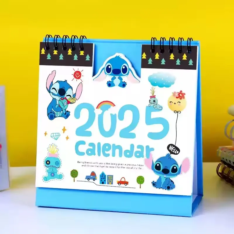 Calendario de escritorio de Disney Stitch, planificador mensual diario de Anime, adorno de calendario anual, 2025