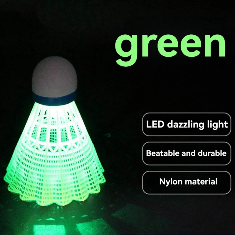 ABHU 4 قطعة كرات كرة الريشة المضيئة LED البلاستيك الرغوي الرياضة الريشة تضيء الريشة مجموعة كرة الريشة