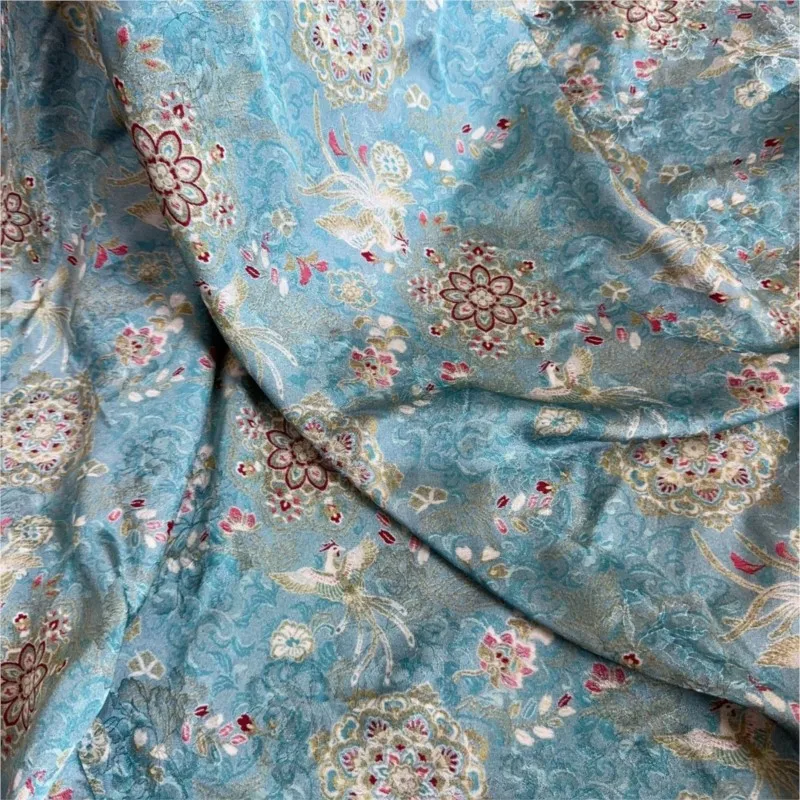 All-silk Xiangyunsha double-sided printed jacquard new Chinese-style waistcoat dress fabric