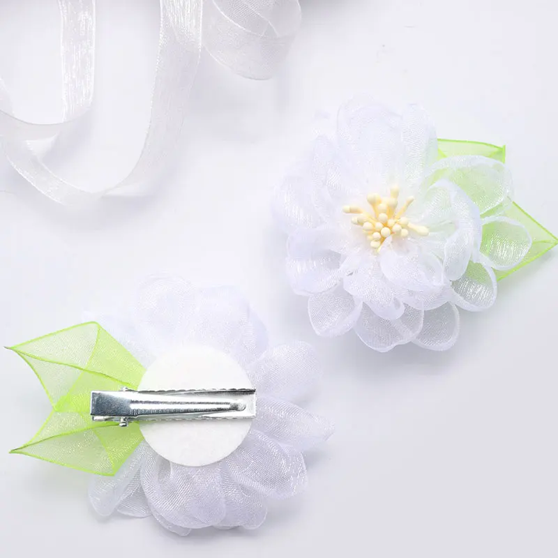 2Pcs Sweet Chiffon Flower Hair Clip Lovely Hairpins Boutique Barrettes Headwear Handmade Kids Hair Accessories