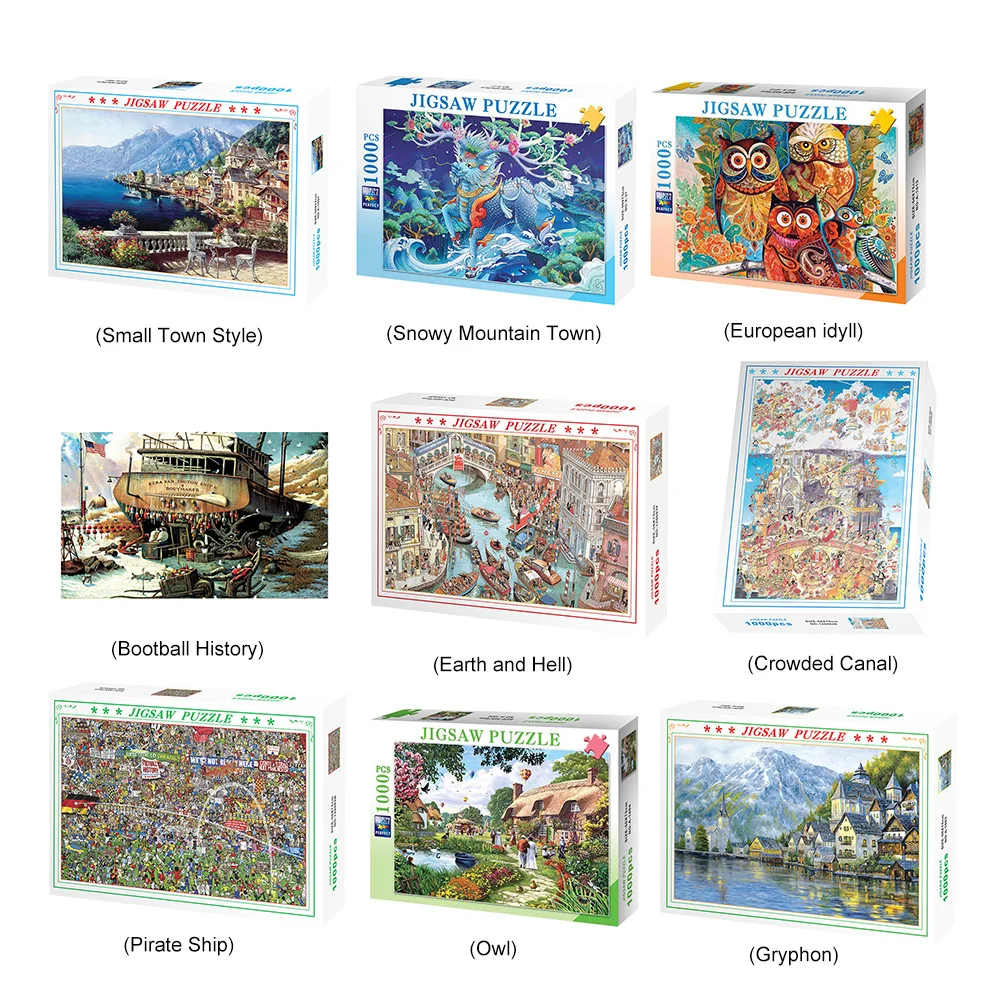 Challenging Puzzle Creative Design 1000 Piece Cardboard Puzzles Best Gifts Landscape Puzzle Brain Teasing Game for Boys Girls