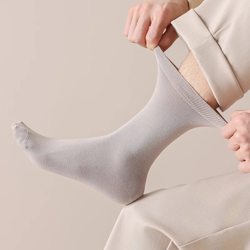 

Men's Socks Solid Color New Sweat-absorbent Cotton Socks For Man Breathable Soft Simple Long Business Socks Casual Daily Comfort