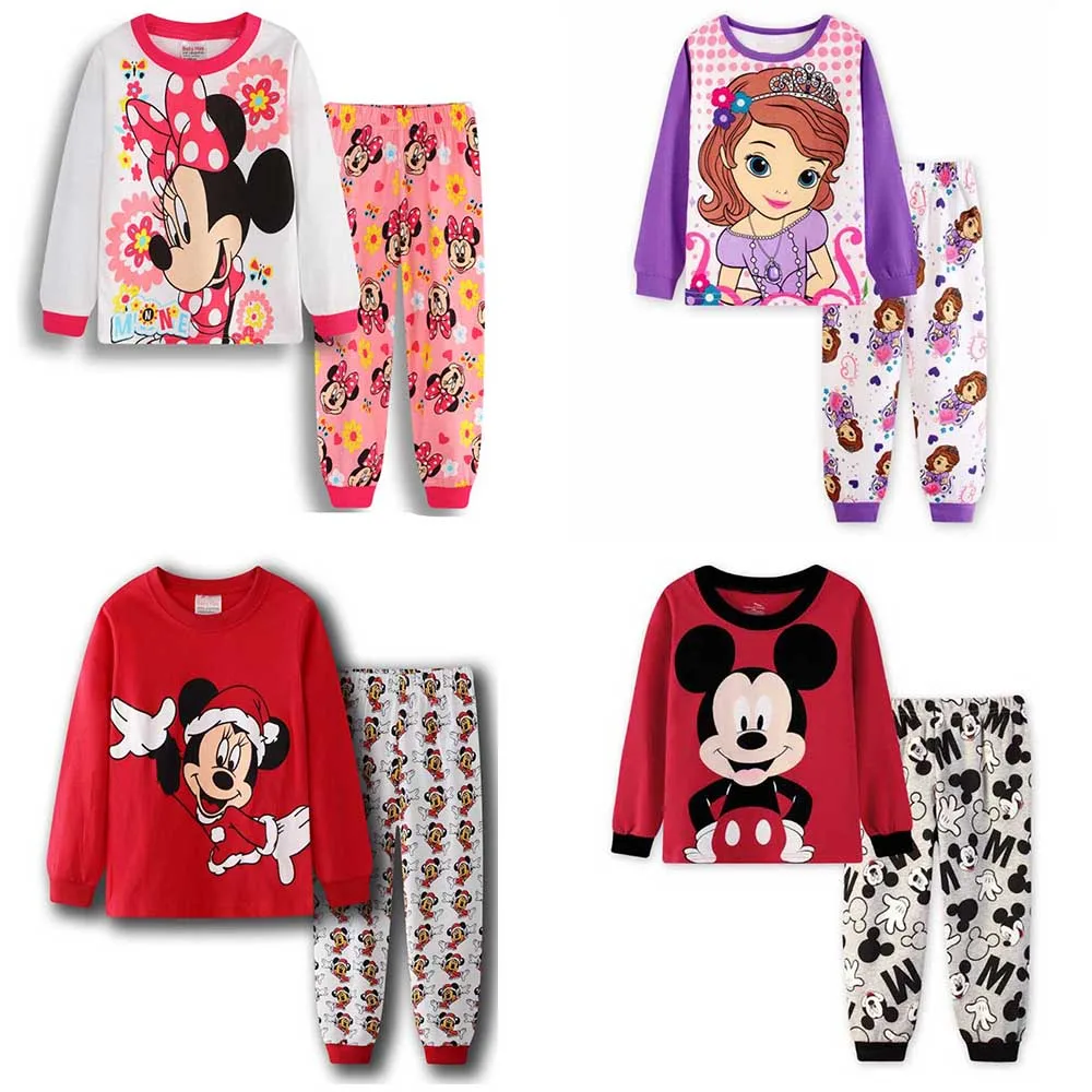 

Disney Minnie Mouse Cartoon Girls Pajamas Sets Children's Pyjamas Homewear Nightwear Pyjama Baby Girls Sofia Princess Pyjamas