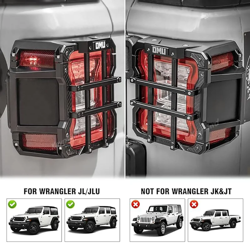 الطرق الوعرة 4x4 الملحقات الخارجية OMU سلسلة الألومنيوم غطاء الضوء الخلفي لمبة خلفية الحرس حامي ل 2018-2025 جيب رانجلر JL #6