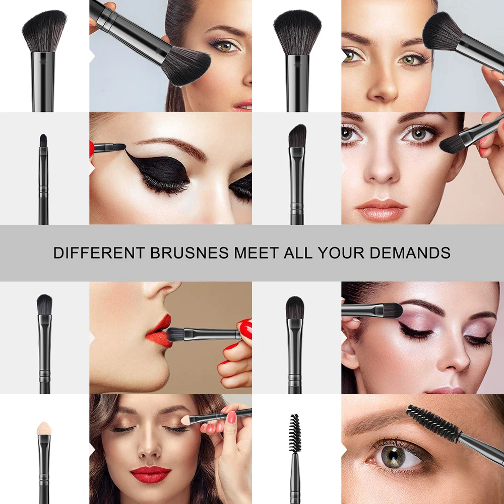 مجموعة فرش مكياج احترافية مكونة من 8 قطع، بودرة أساس صناعية ممتازة، خافي عيوب البشرة، ظلال العيون، مزج أحمر الخدود #4