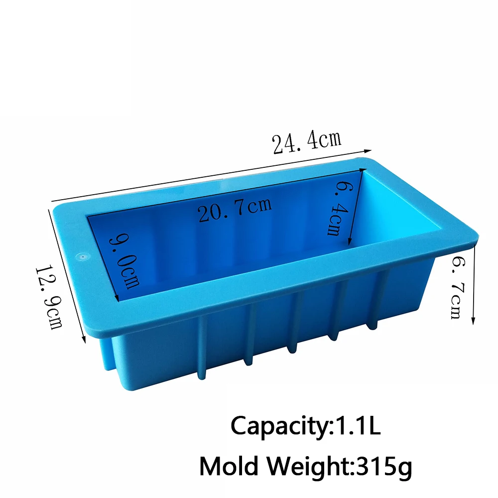 1.1L Capacity Silicone Loaf Soap Mold Rectangle Toast Kitchen Baking Dessert Cake Mould DIY Crafts Handmade Soap Making Tools