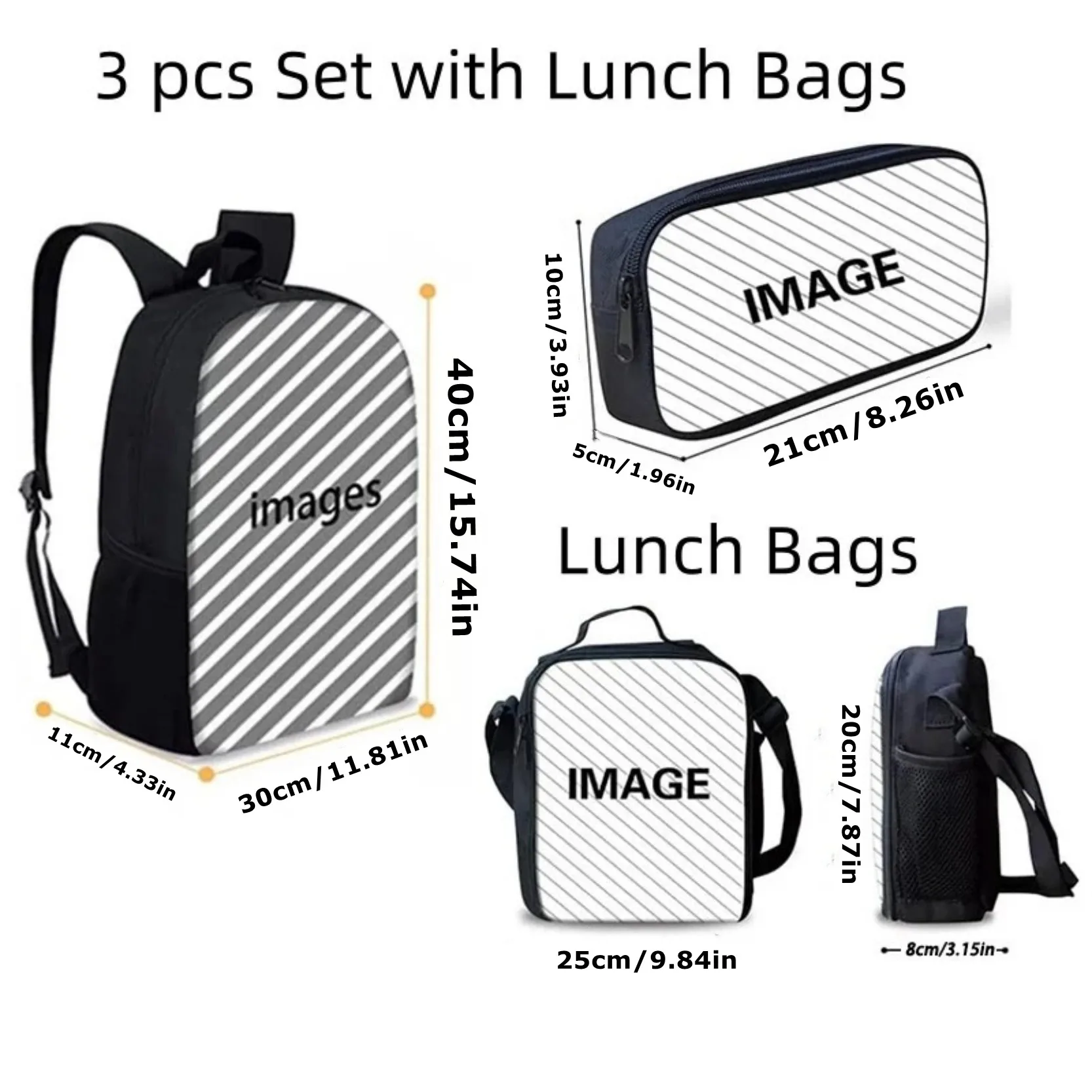 Kuromi-mochila grande Unisex para niños, conjunto de 3 uds., bonita mochila multifunción y fiambrera aislada, estuche para lápices para niño y niña