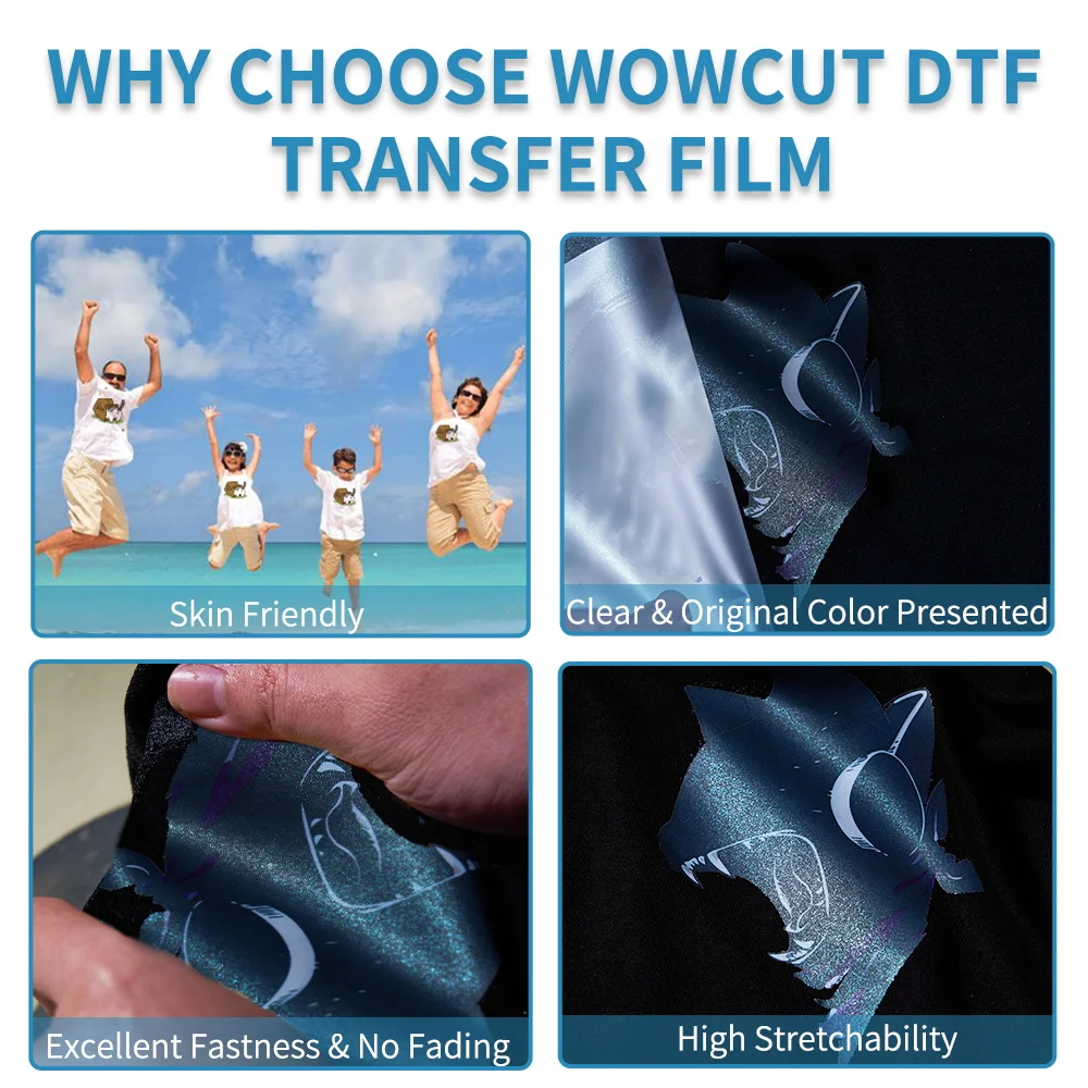 WOWOCUT Holographic DTF Transfer Film A3 75PCS Printable Matte Iron-On Heat Transfer Paper for Dark Light Fabric Sublimation Ink