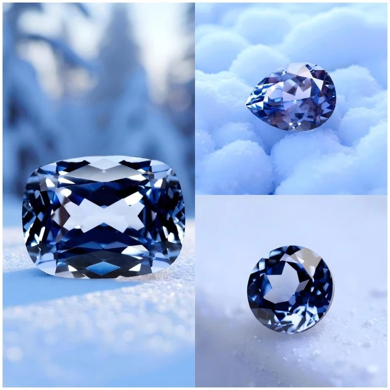 Saffier VVS1 Korenbloem Kleur Lab Grown Edelsteen Meerdere vormen Selecteerbaar DIY Geavanceerde sieraden maken Materialen Certificaat