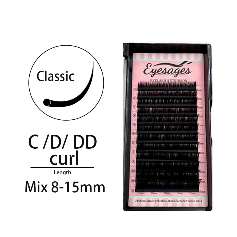 Super Soft Extension ciglia C D Curl Individual Supplie Volume Faux Mink Lashes Natural Premium Matte Black 16 righe/vassoio