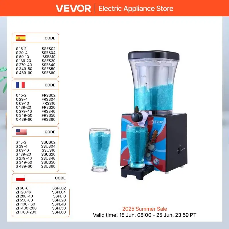 VEVOR Slushy-Maschine für Zuhause, Smoothie, gefrorener Getränkemacher mit lebensmittelechten Materialien, Slushie-Maschine für Heim-DIY-Kinderpartys