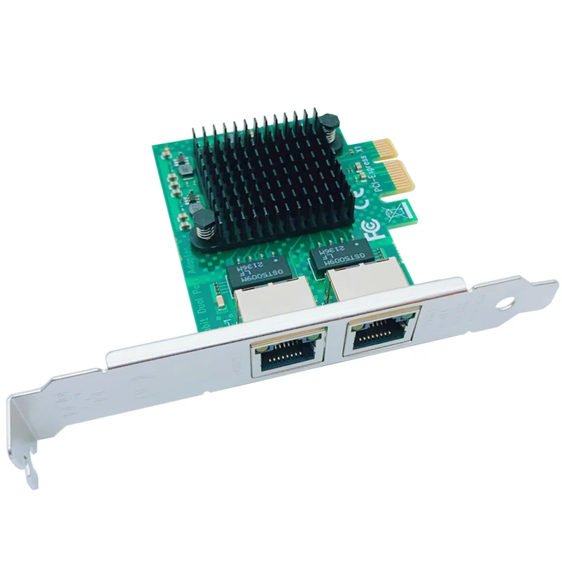 PCI Express Network Card PCI-E 1X Gigabit 2 Port RJ45 Server Network Lan Adapter Card 10/100/1000Mbps Ethernet Controller for PC
