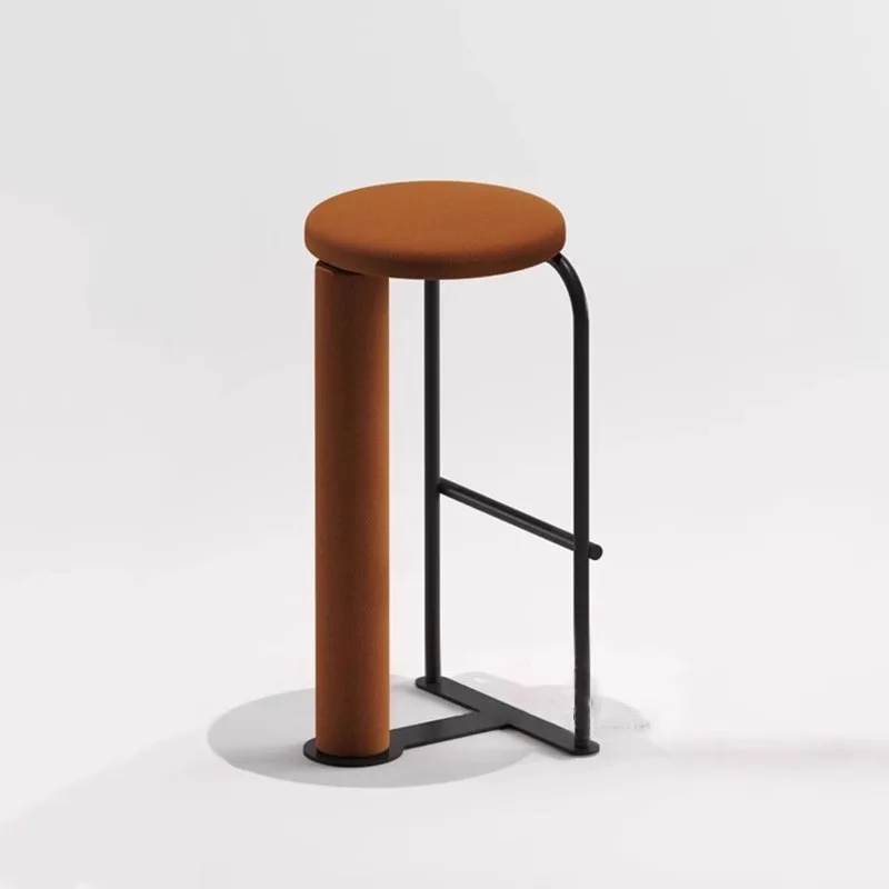 LTT Nordic Metal Bar Chair Solid Wood High Stool Light Luxury Simple Creative Front Desk Bar Chair