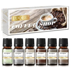 EUQEE 6PCS Coffee Shop Fragrance Oils Gift Set  - Coffee, Coffee Cake, Chocolate, Coconut Cream, Coconut & Vanilla, Black Opiumm