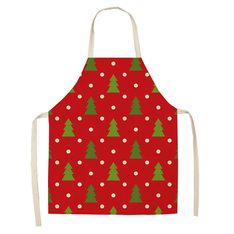 Christmas decoration apron Merry  red plaid printed  kitchen restaurant oil-proof and stain-proof