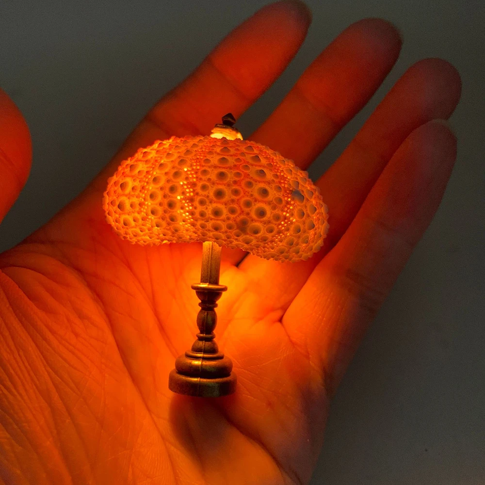 Novelty Mini DIY Retro Sea Urchin Night Lamp Lighting Handmade DIY Ornaments for Doll House Lights Accessories Birthday Gifts