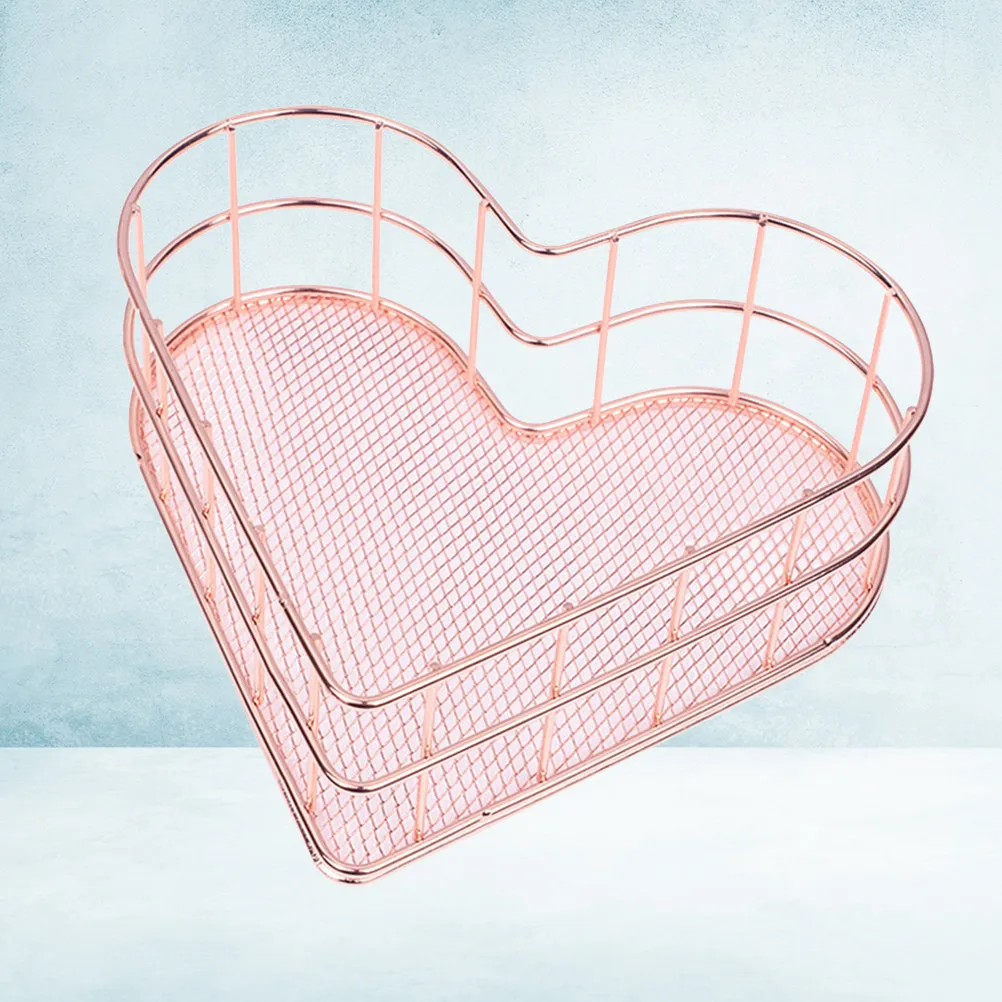 1Pcs Rose Golden Modern Minimalist File Storage Basket Electroplated Desktop Organizer for Office Home School Magazine Books