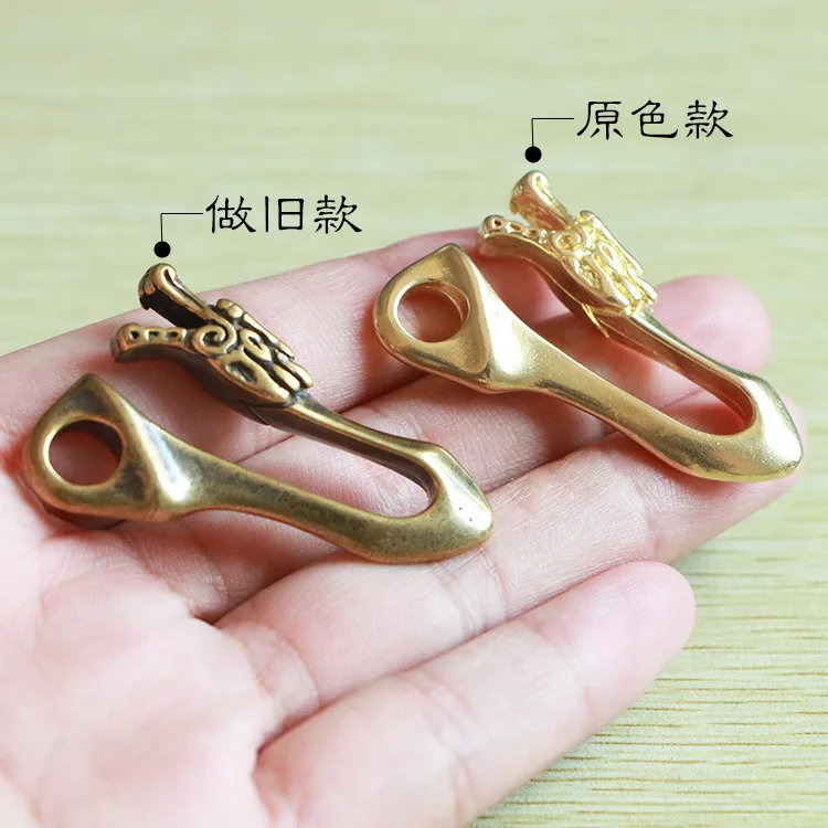 1/2Pcs pure copper U-shaped faucet skeleton copper hook waist buckle car keychain men's personalized retro decoration