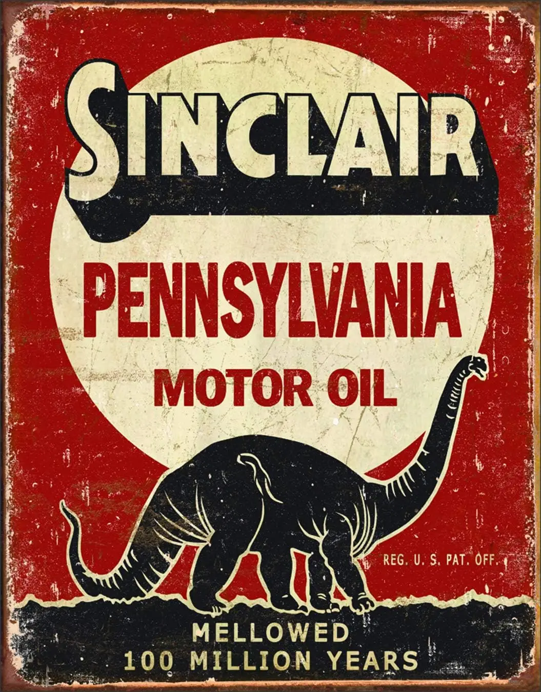 Desperate Enterprises Pennsylvania Motor Oil - Million Years Tin Sign - Nostalgic Vintage Metal Wall Décor - Made in US sig sign