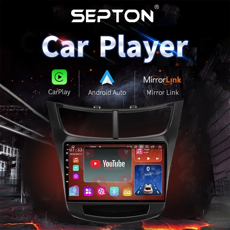 SEPTON 2Din Android Car Radio Multimedia Video Player for Chevrolet Sail Aveo 2015-2019 Navigation Stereo GPS CarPlay Head Unit