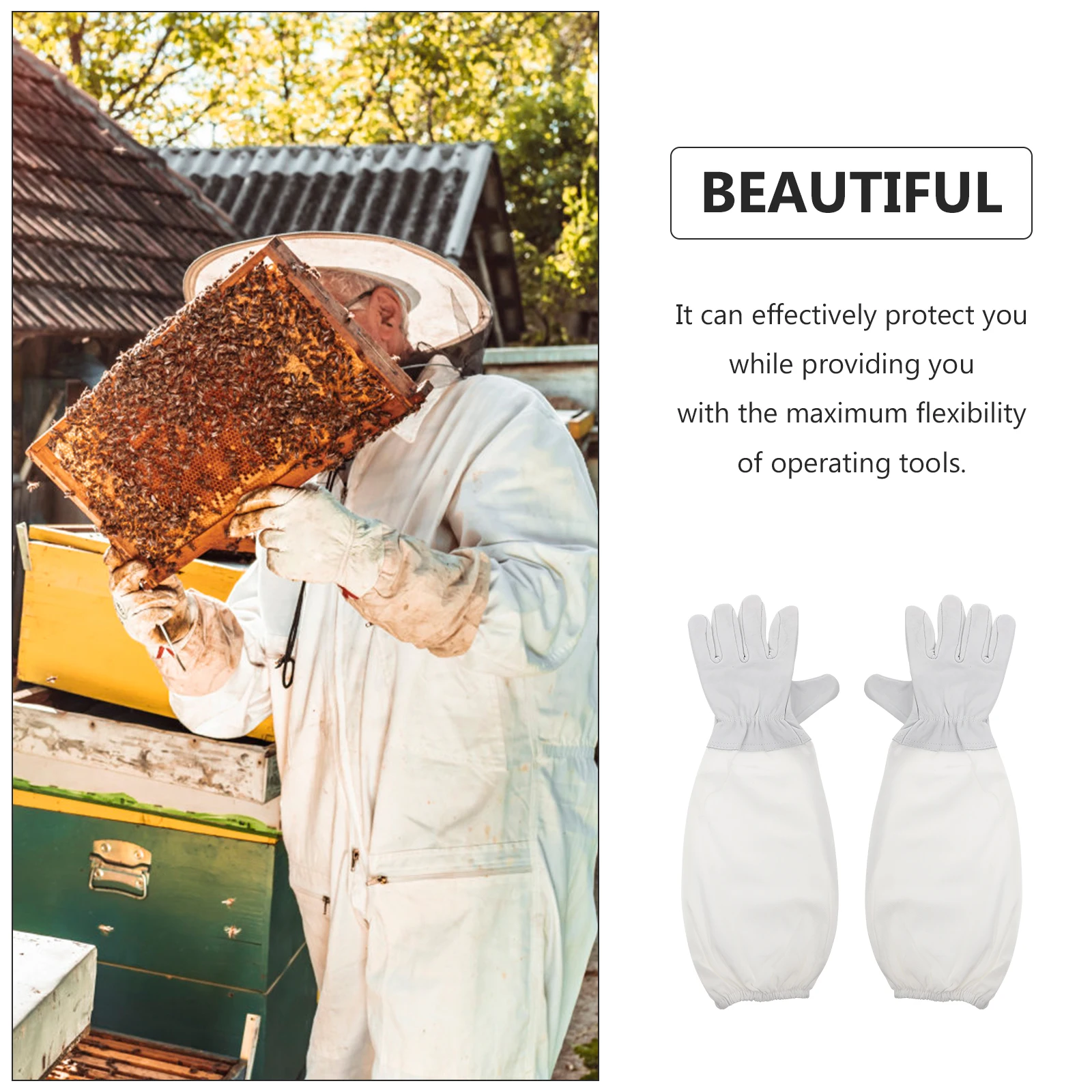 

Beekeeping Gloves Long Sleeve Safety Cotton Lightweight Women's Beehive Protective Equipment Reusable Easy Care Proof